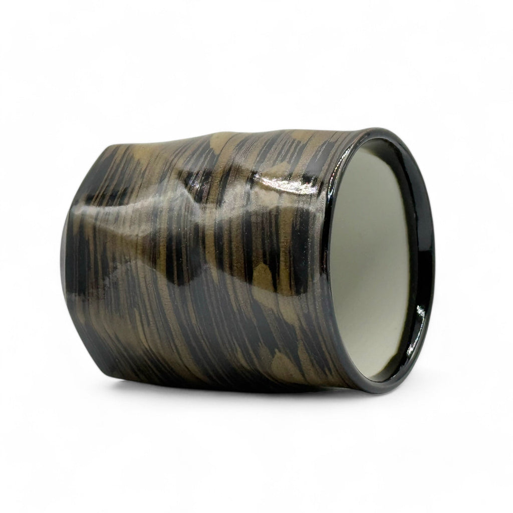 Inoue Kuro Black Octagonal Mino-yaki Yunomi - Japanese Teacup