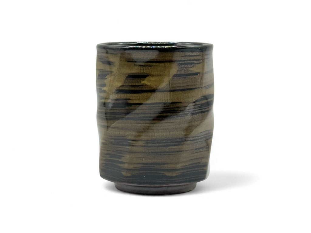 Inoue Kuro Black Octagonal Mino-yaki Yunomi - Japanese Teacup