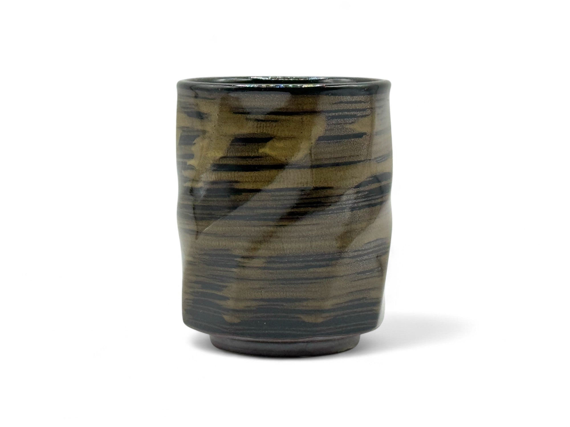 Inoue Kuro Black Octagonal Mino-yaki Yunomi - Japanese Teacup