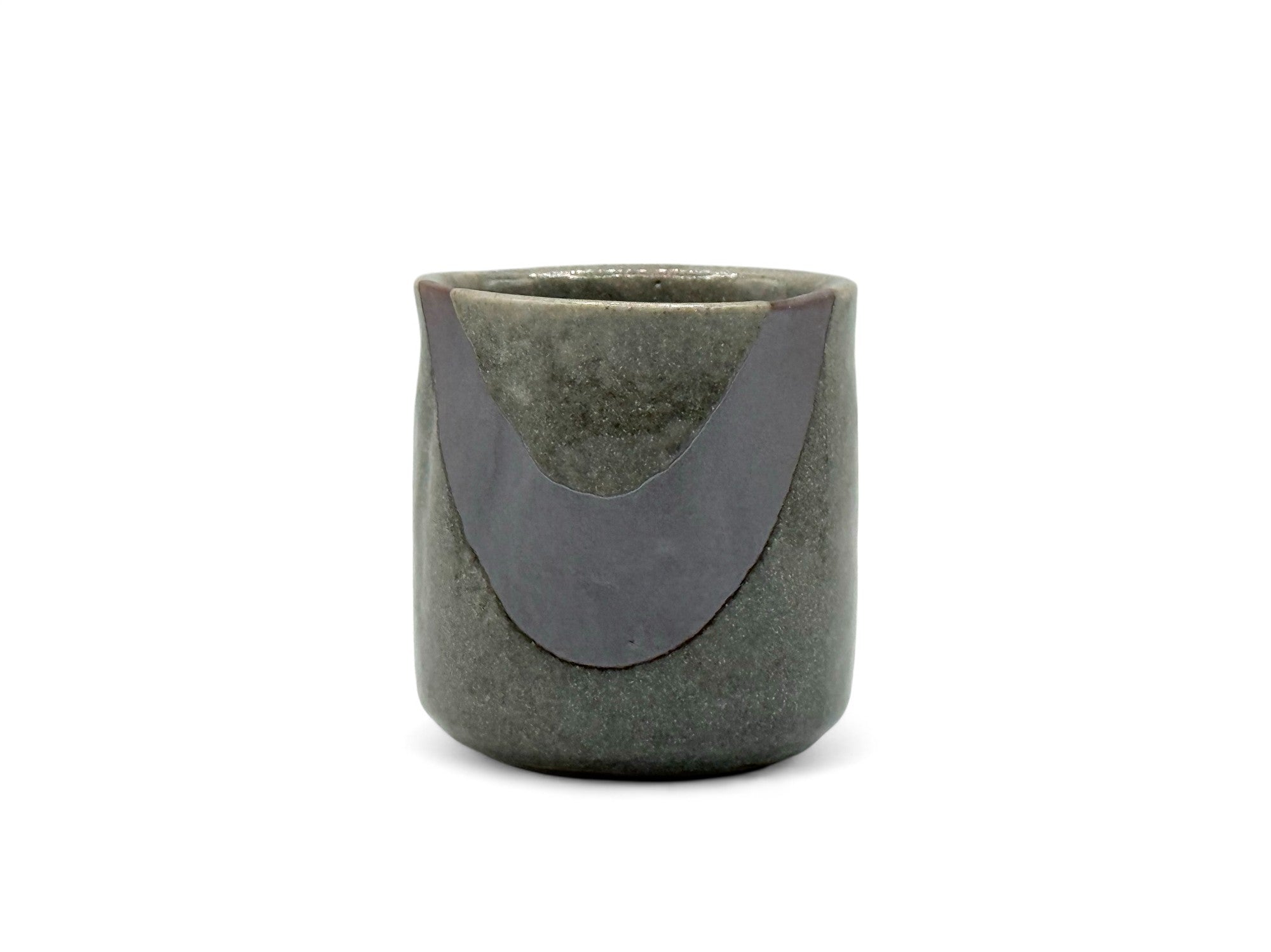 Inoue Nezumi Shino Gray Sankaku Mino-yaki Yunomi - Japanese Teacup