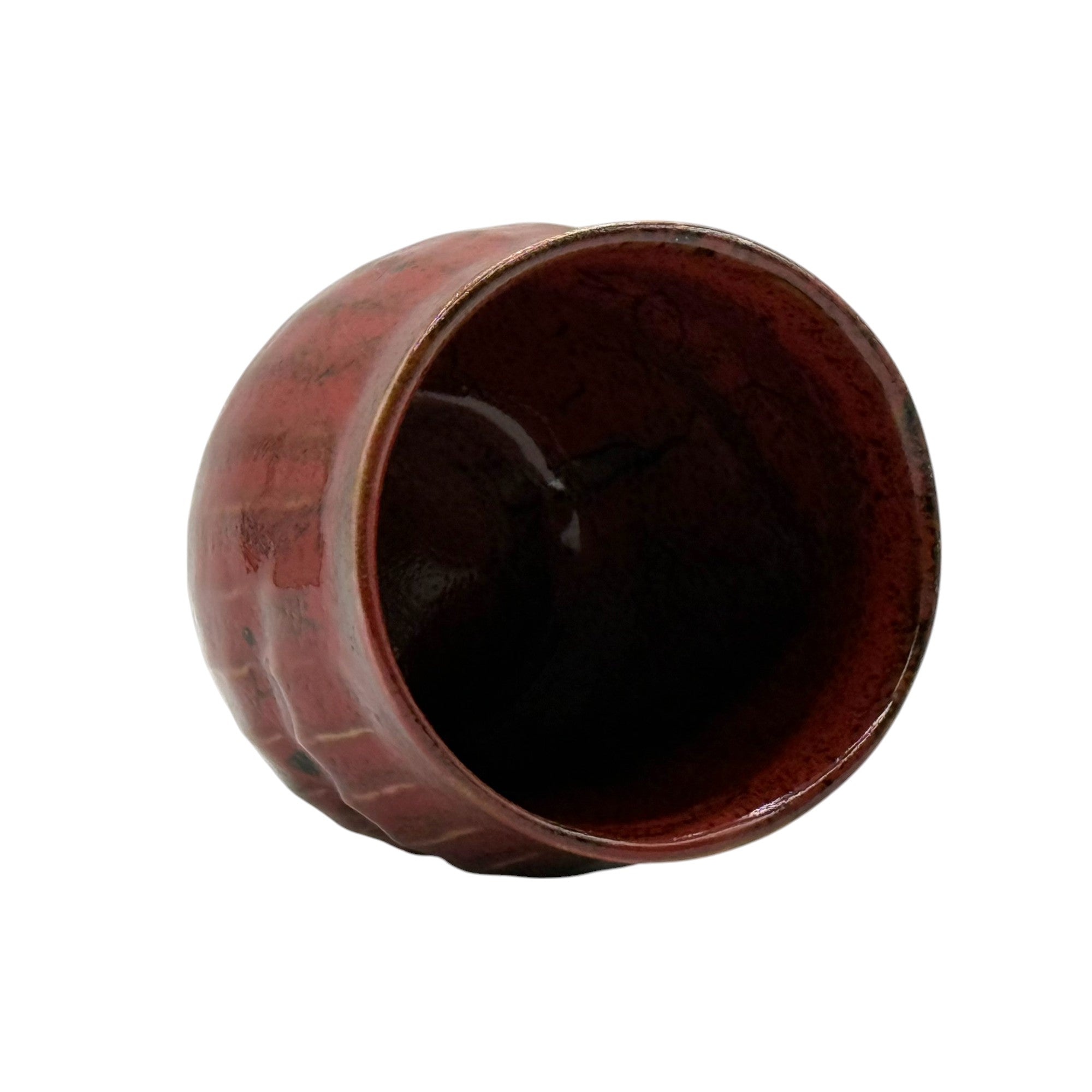 Inoue Shun Red Mino-yaki Yunomi by Akira Izumi - Japanese Teacup