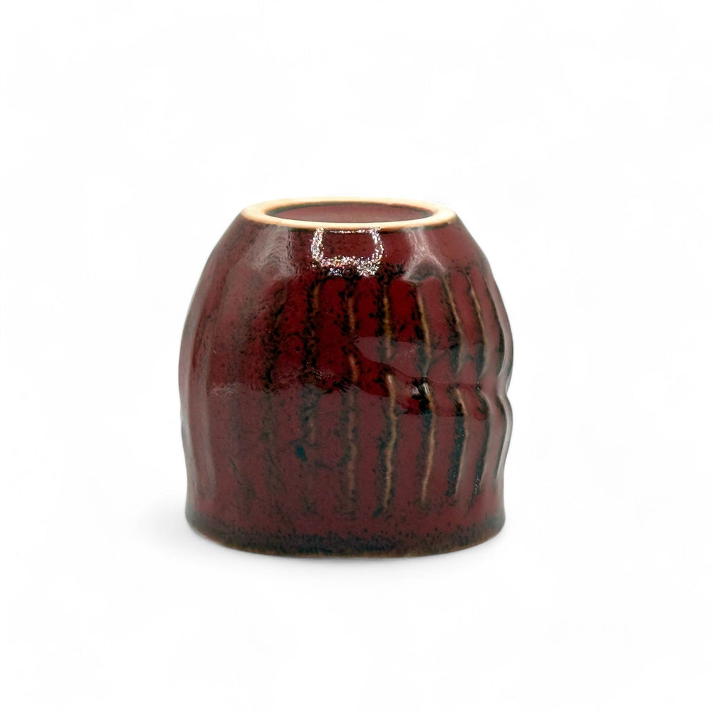 Inoue Shun Red Mino-yaki Yunomi by Akira Izumi - Japanese Teacup