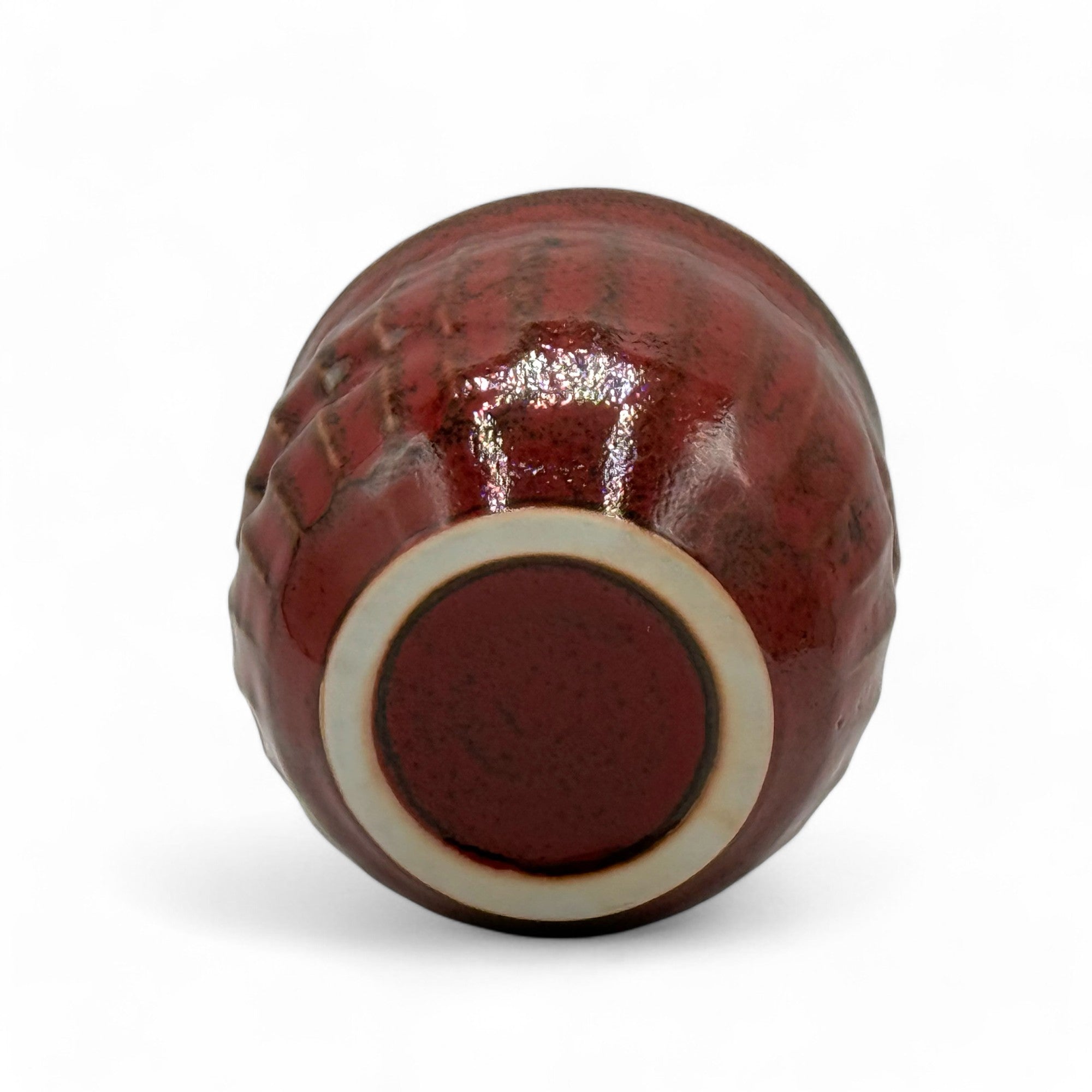 Inoue Shun Red Mino-yaki Yunomi by Akira Izumi - Japanese Teacup