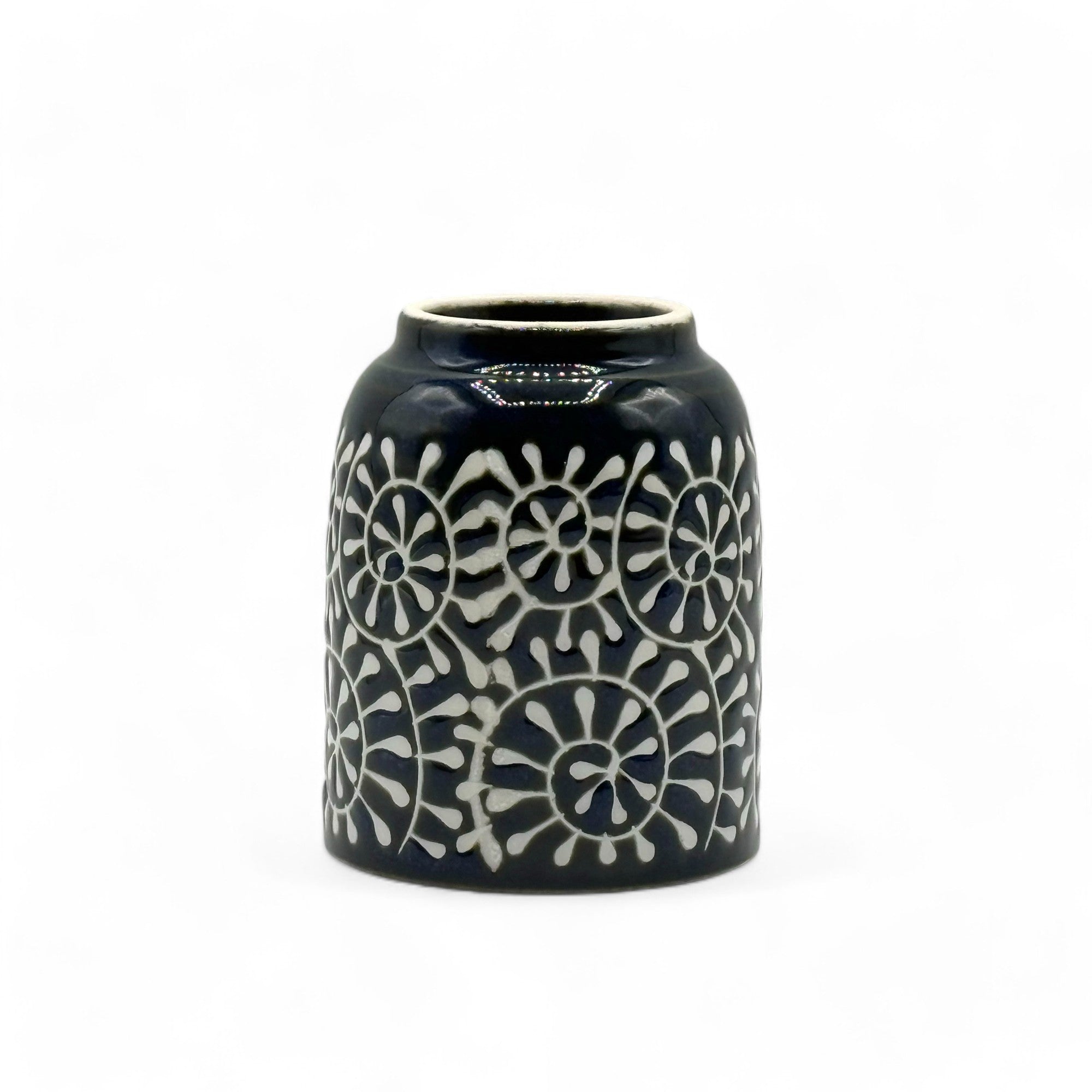 Inoue Takoarakusa Blue Mino-yaki Yunomi by Mifu - Japanese Teacup