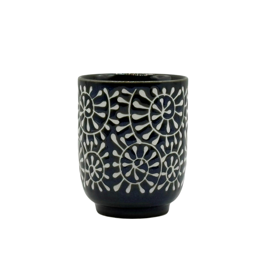 Inoue Takoarakusa Blue Mino-yaki Yunomi by Mifu - Japanese Teacup