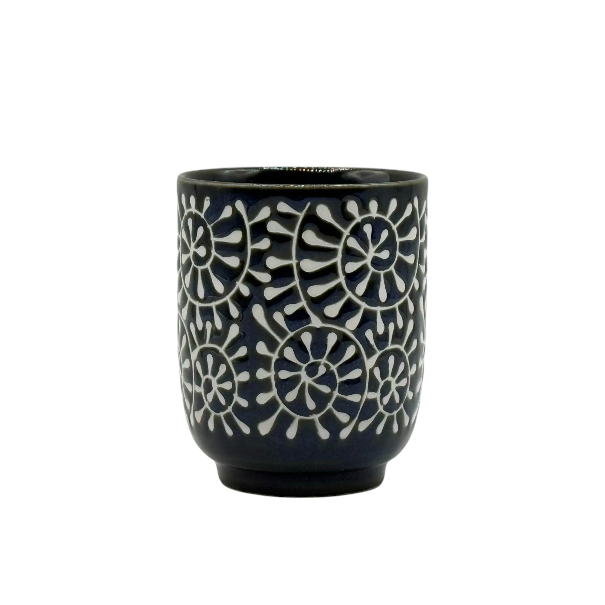 Inoue Takoarakusa Blue Mino-yaki Yunomi by Mifu - Japanese Teacup