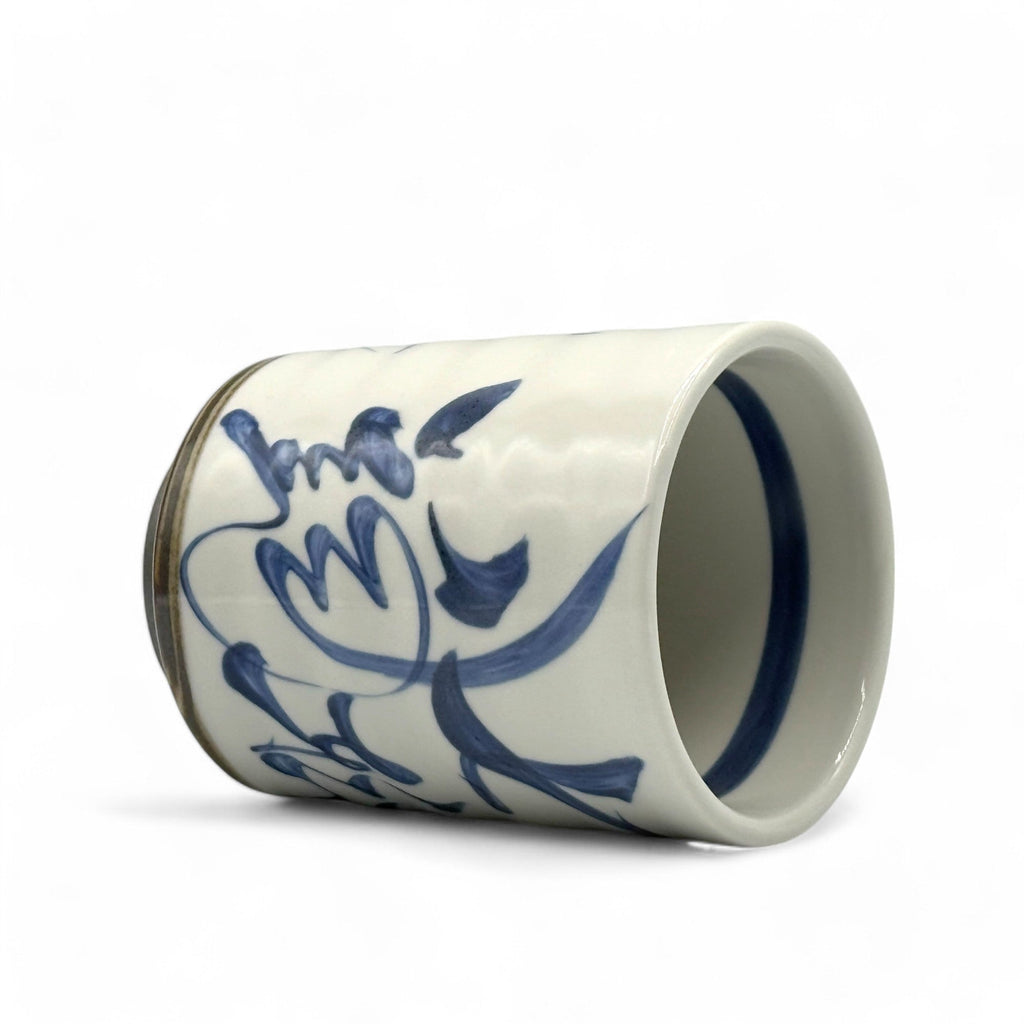 Inoue Brushstroke White Mino-yaki Yunomi - Japanese Teacup