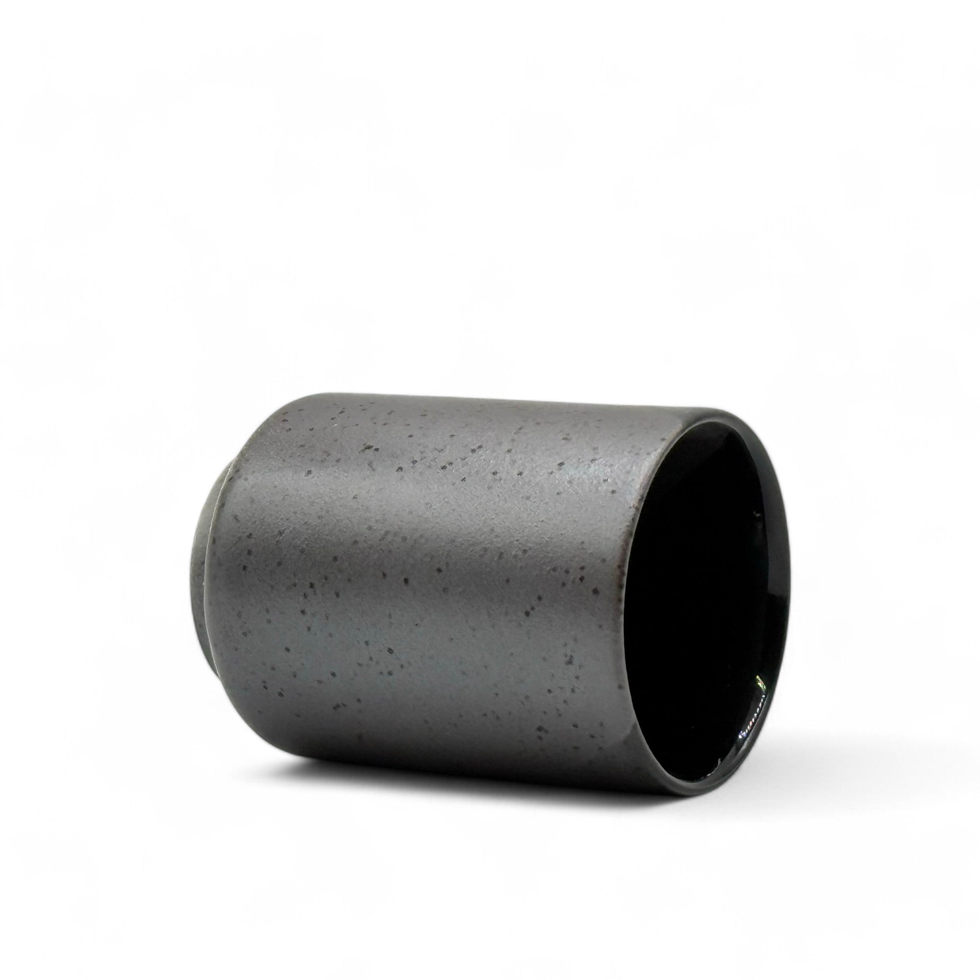 Inoue Tea Kimura Black Shigaraki-yaki Yunomi - Japanese Teacup, a handcrafted black ceramic teacup with a rustic design.