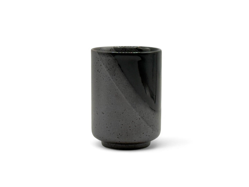 Inoue Tea Kimura Black Shigaraki-yaki Yunomi - Japanese Teacup, showcasing a traditional ceramic teacup with a black finish.
