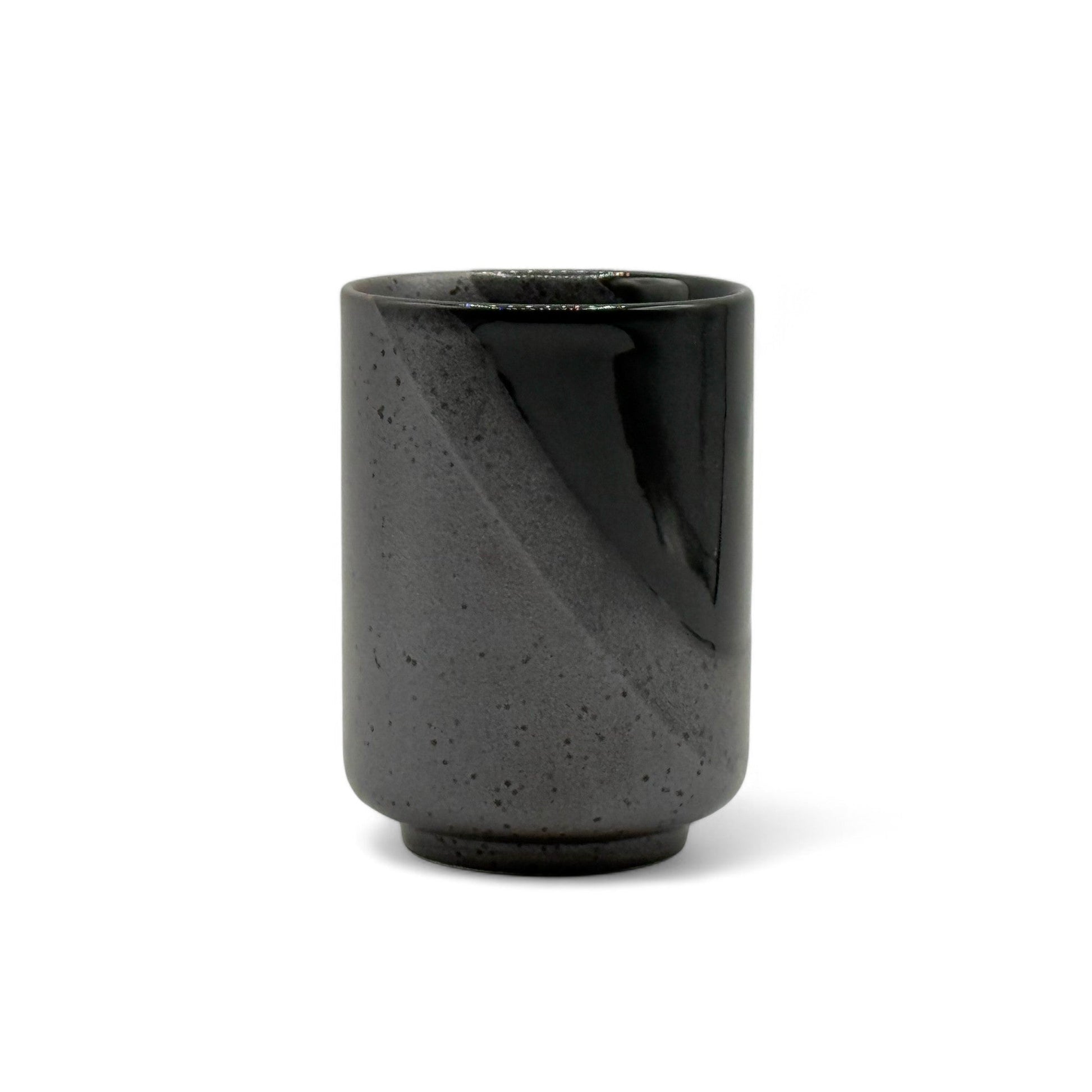 Inoue Tea Kimura Black Shigaraki-yaki Yunomi - Japanese Teacup
