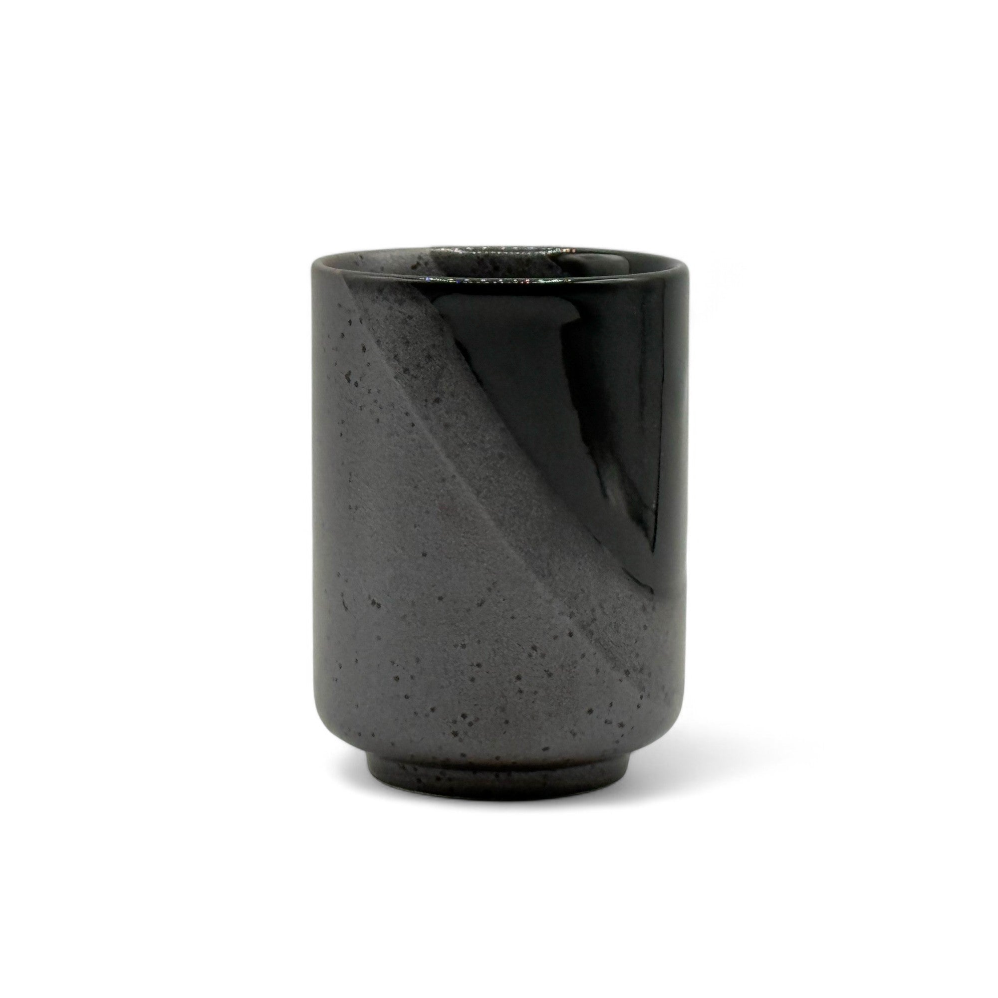 Inoue Tea Kimura Black Shigaraki-yaki Yunomi - Japanese Teacup, 2.3"W x 3.1"H, 6.7oz capacity, handcrafted stoneware from Japan.