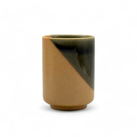 Inoue Tea Iga Yellow Shigaraki-yaki Yunomi - Japanese teacup showcasing robust stoneware with natural aesthetics, dimensions 2.3" x 3.1".