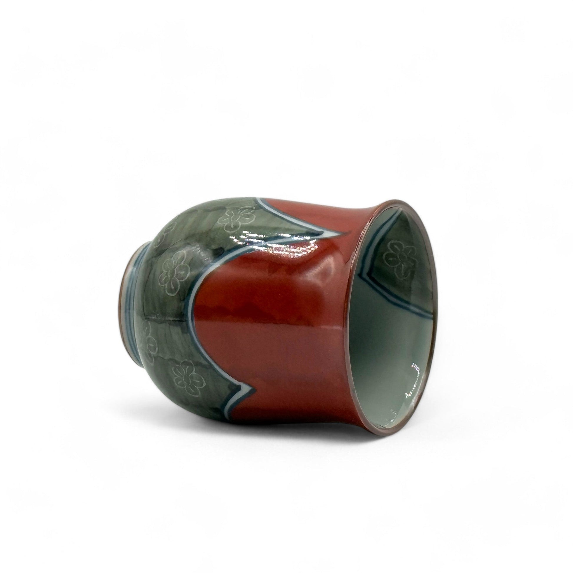 Inoue Tea Shiawase Ume Red Hasami-yaki Yunomi - Japanese Teacup