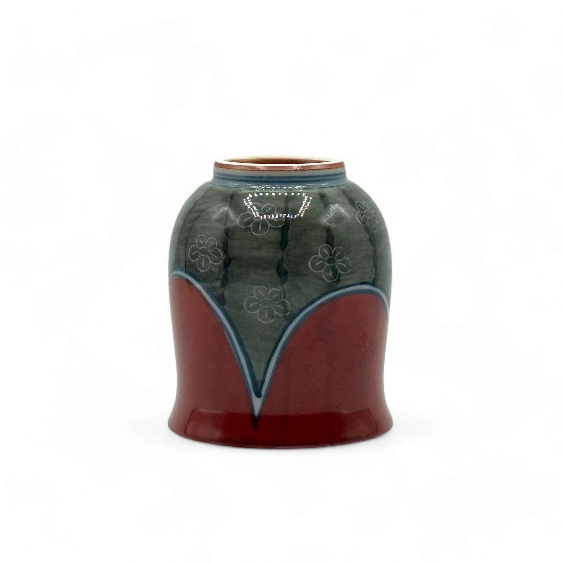 Inoue Tea Shiawase Ume Red Hasami-yaki Yunomi - Japanese Teacup