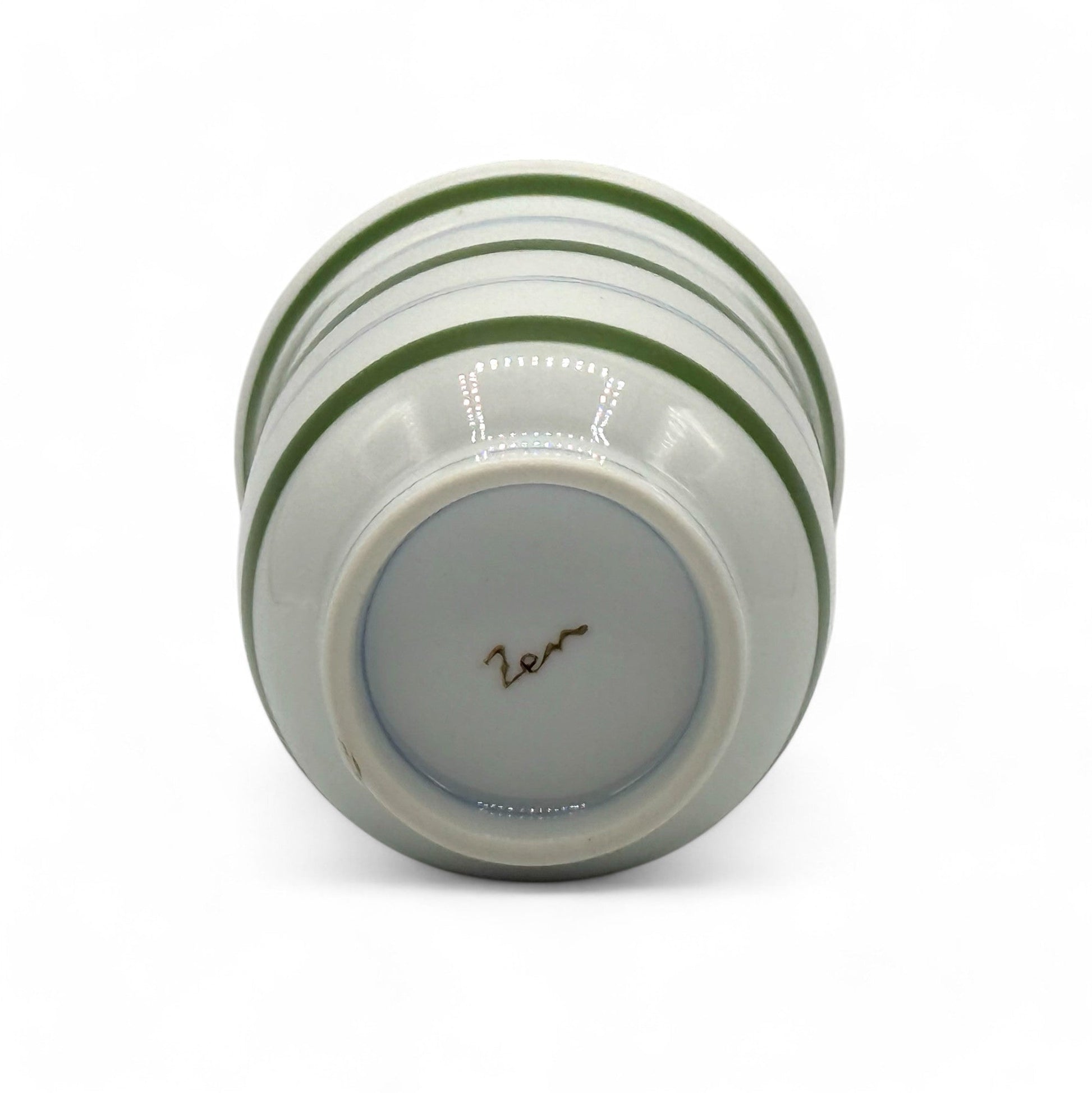 Inoue Tea Midori Stripe Green Hasami-yaki Yunomi - Japanese Teacup