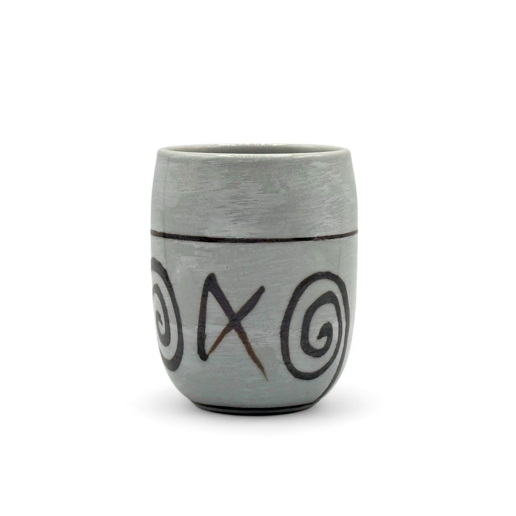 Inoue Tea Shirohake Naruto Gray Mino-yaki Yunomi - Japanese teacup with a simple, elegant design