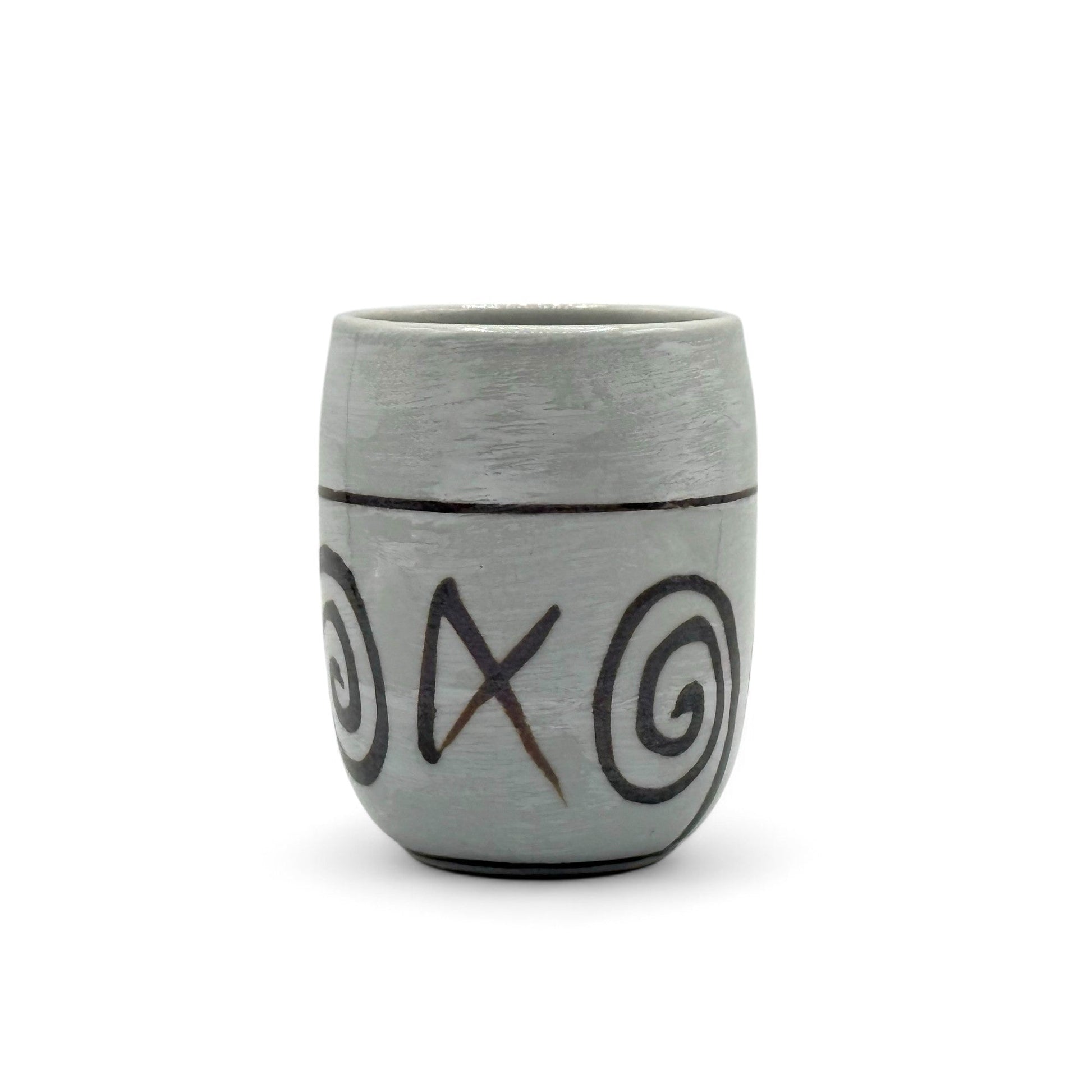 Inoue Tea Shirohake Naruto Gray Mino-yaki Yunomi - Japanese Teacup