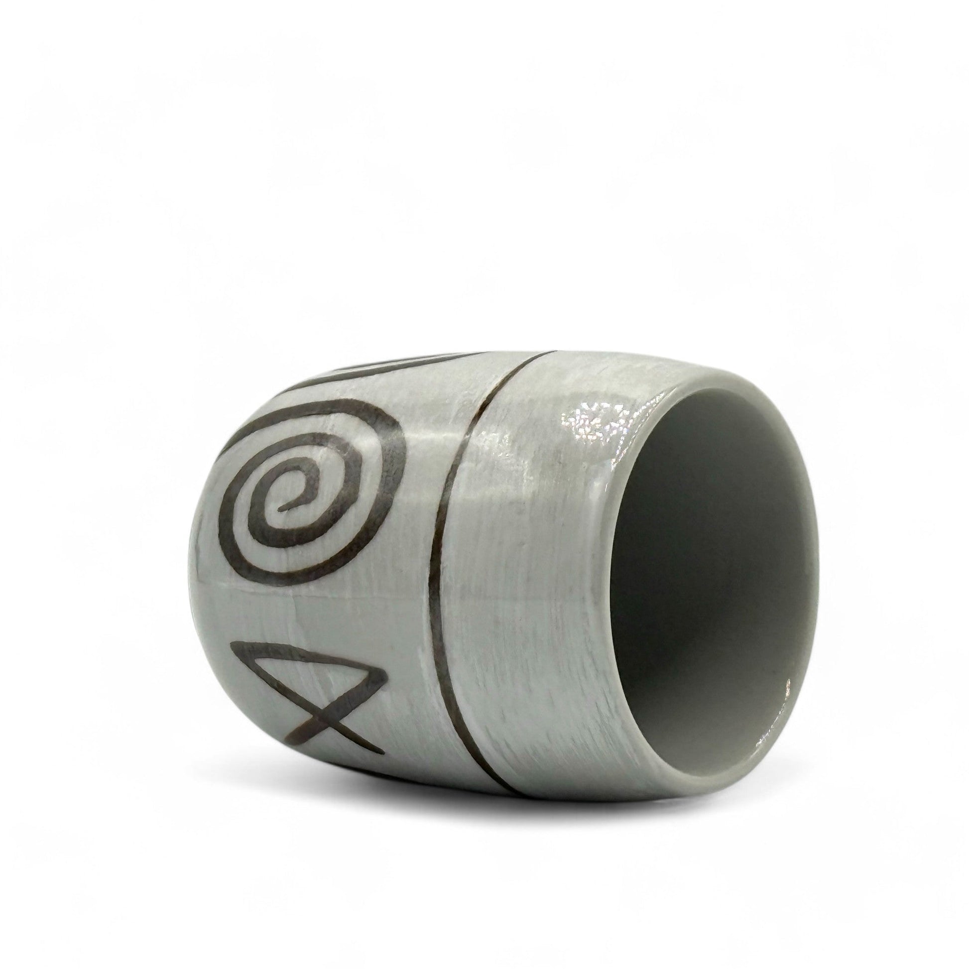 Inoue Tea Shirohake Naruto Gray Mino-yaki Yunomi - Japanese Teacup