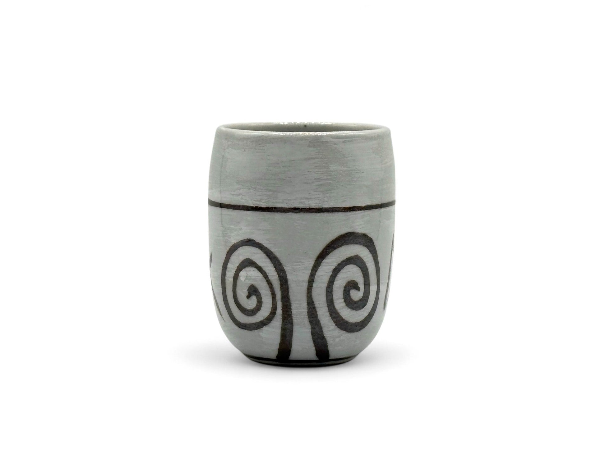 Inoue Tea Shirohake Naruto Gray Mino-yaki Yunomi - Japanese Teacup