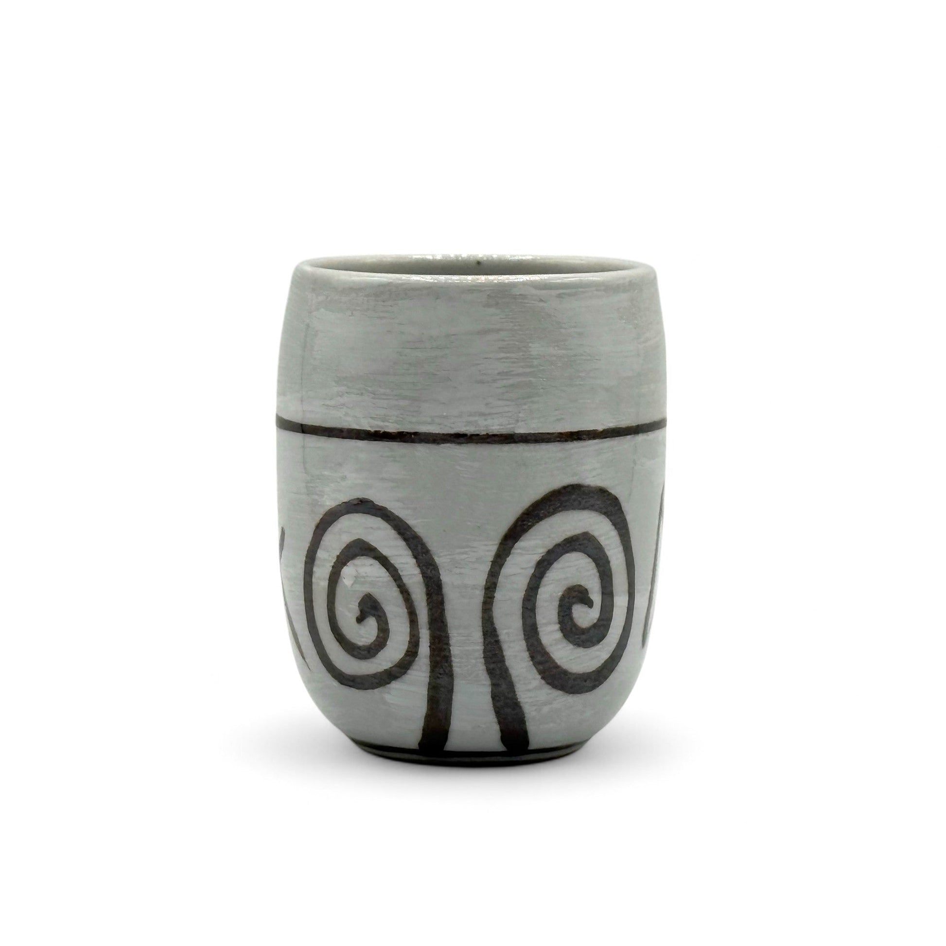 Inoue Tea Shirohake Naruto Gray Mino-yaki Yunomi - Japanese Teacup