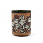 Inoue Shichifukujin Seven Lucky Gods Brown Mino-yaki Yunomi - Japanese Teacup
