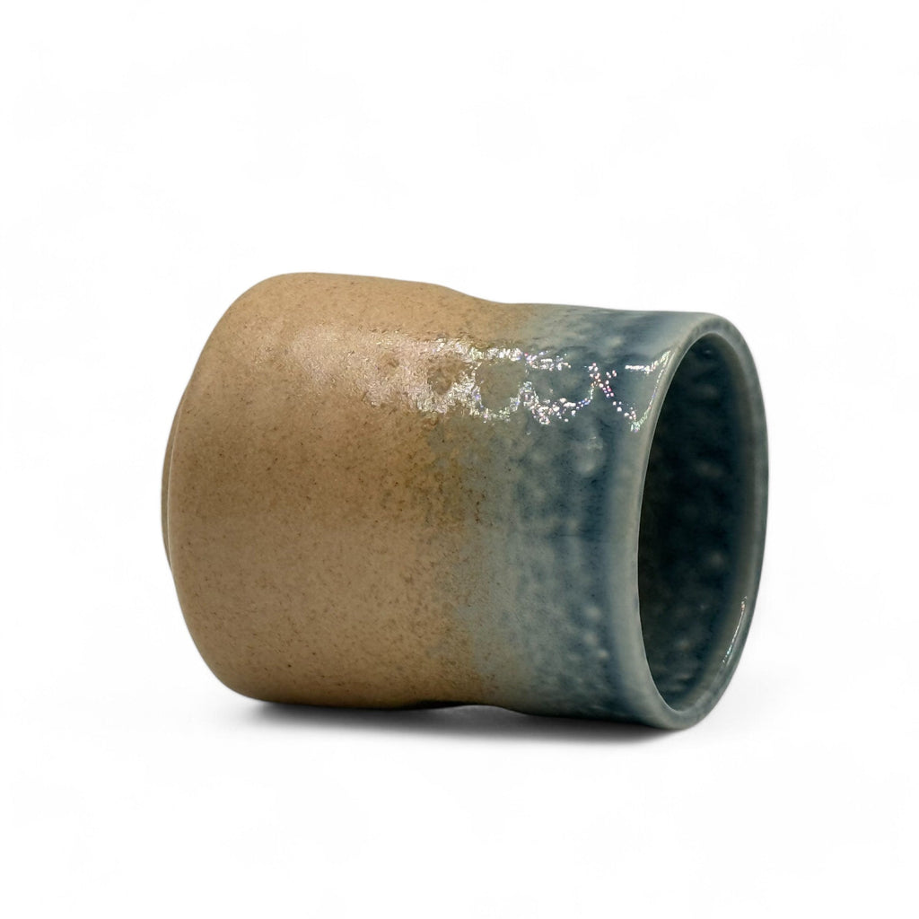 Inoue Ao Nagashi Sand Mino-yaki Yunomi - Japanese Teacup