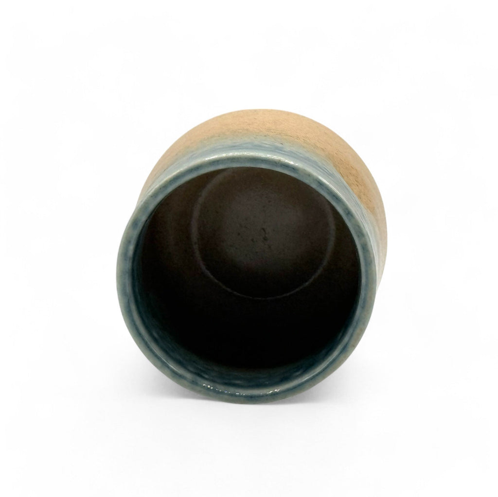 Inoue Ao Nagashi Sand Mino-yaki Yunomi - Japanese Teacup