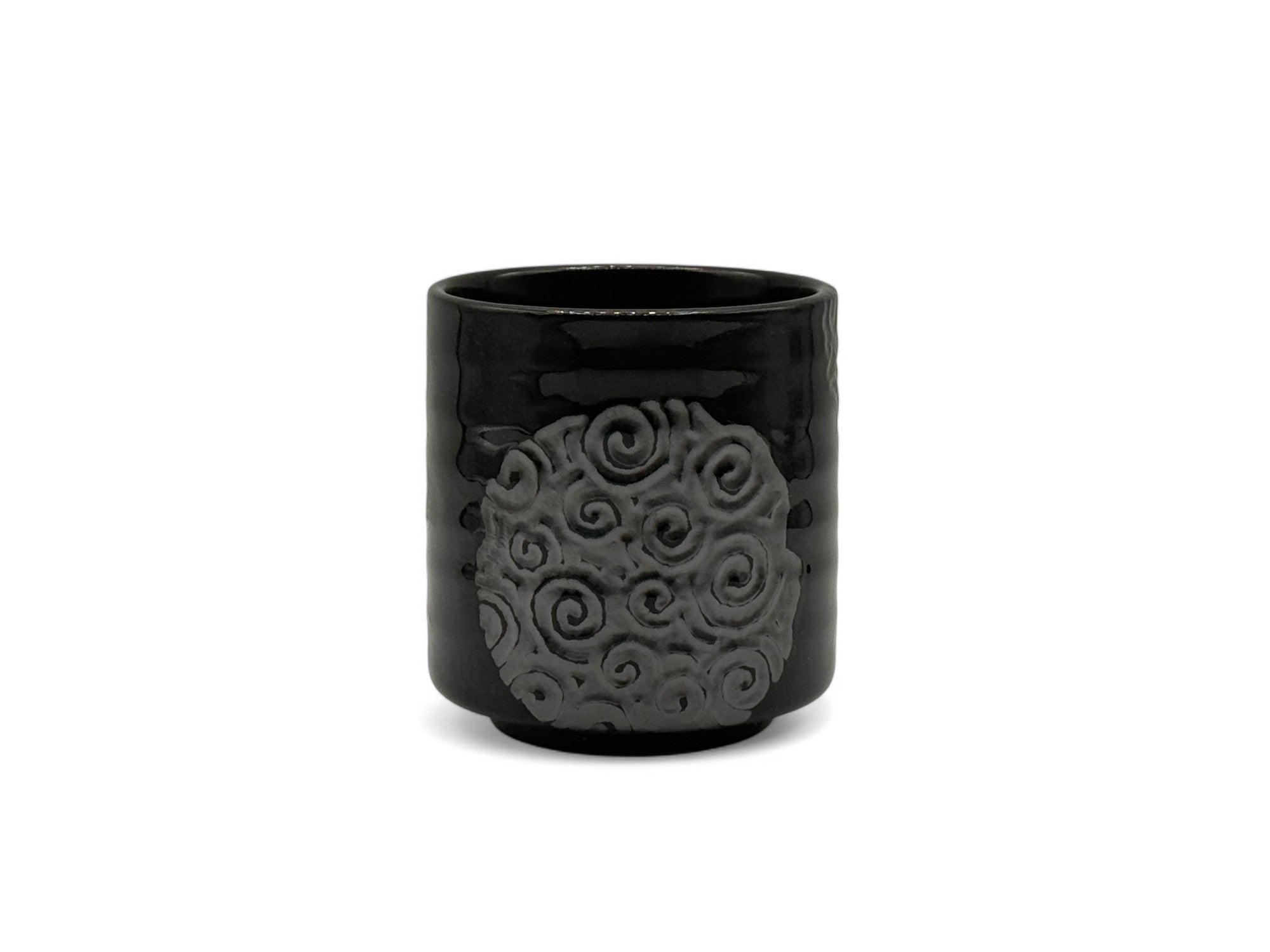 Inoue Tenmoku Naruto Black Mino-yaki Yunomi - Japanese Teacup