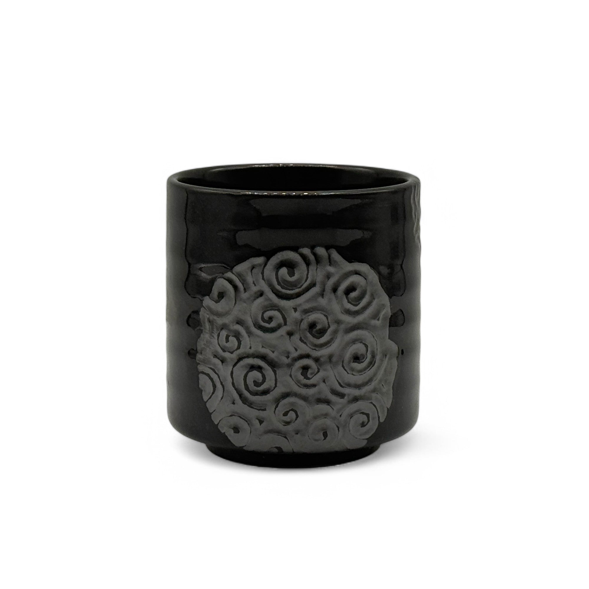 Inoue Tenmoku Naruto Black Mino-yaki Yunomi - Japanese Teacup