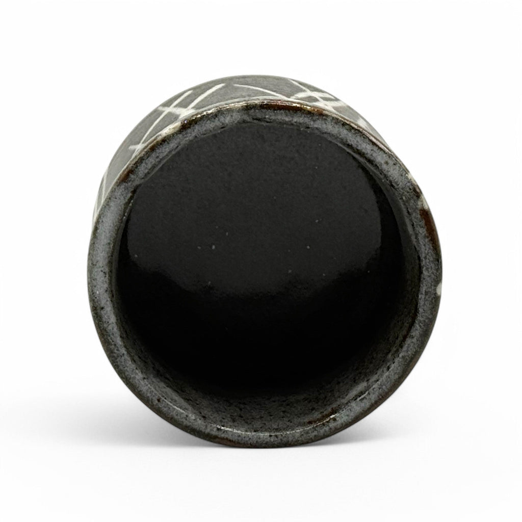 Inoue Iguchi Shirakaba Stripe Gray Mino-yaki Yunomi - Japanese Teacup