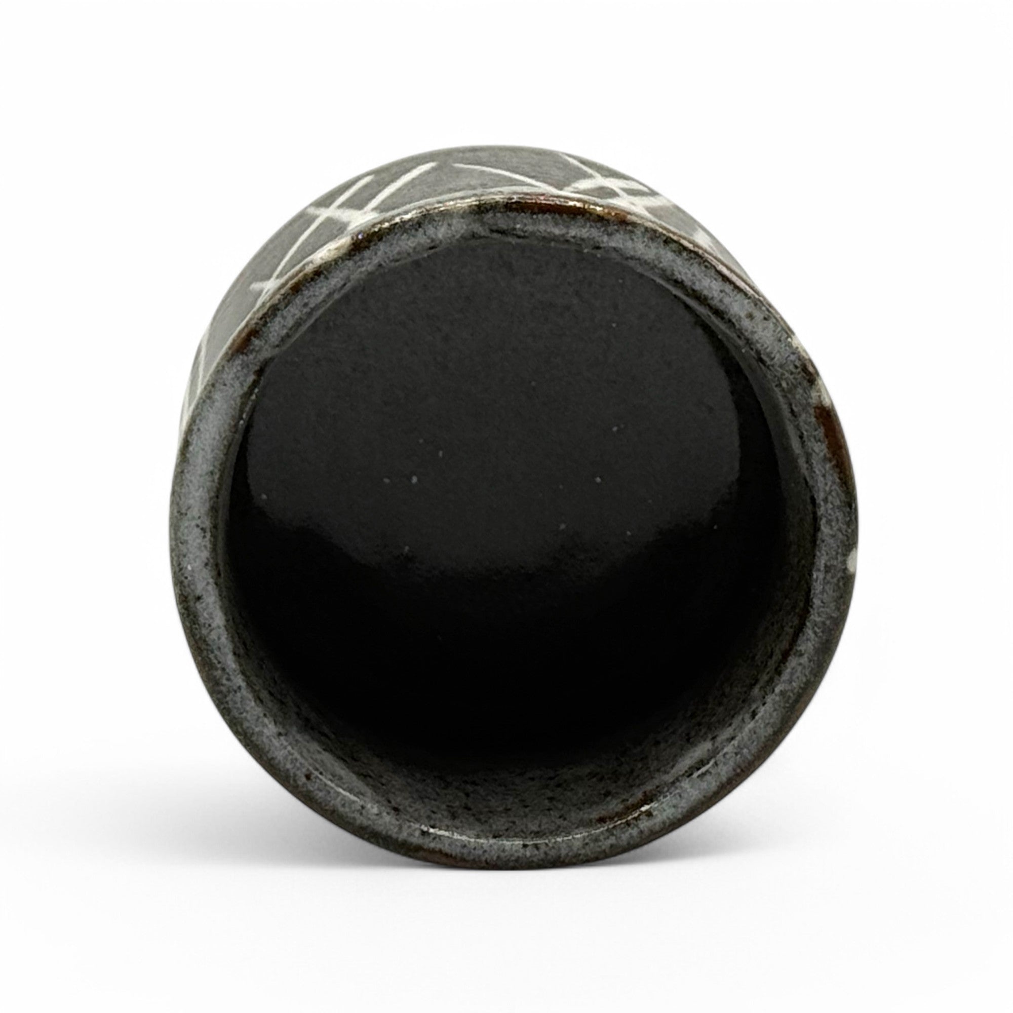 Inoue Iguchi Shirakaba Stripe Gray Mino-yaki Yunomi - Japanese Teacup