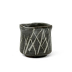 Inoue Iguchi Shirakaba Stripe Gray Mino-yaki Yunomi - Japanese Teacup
