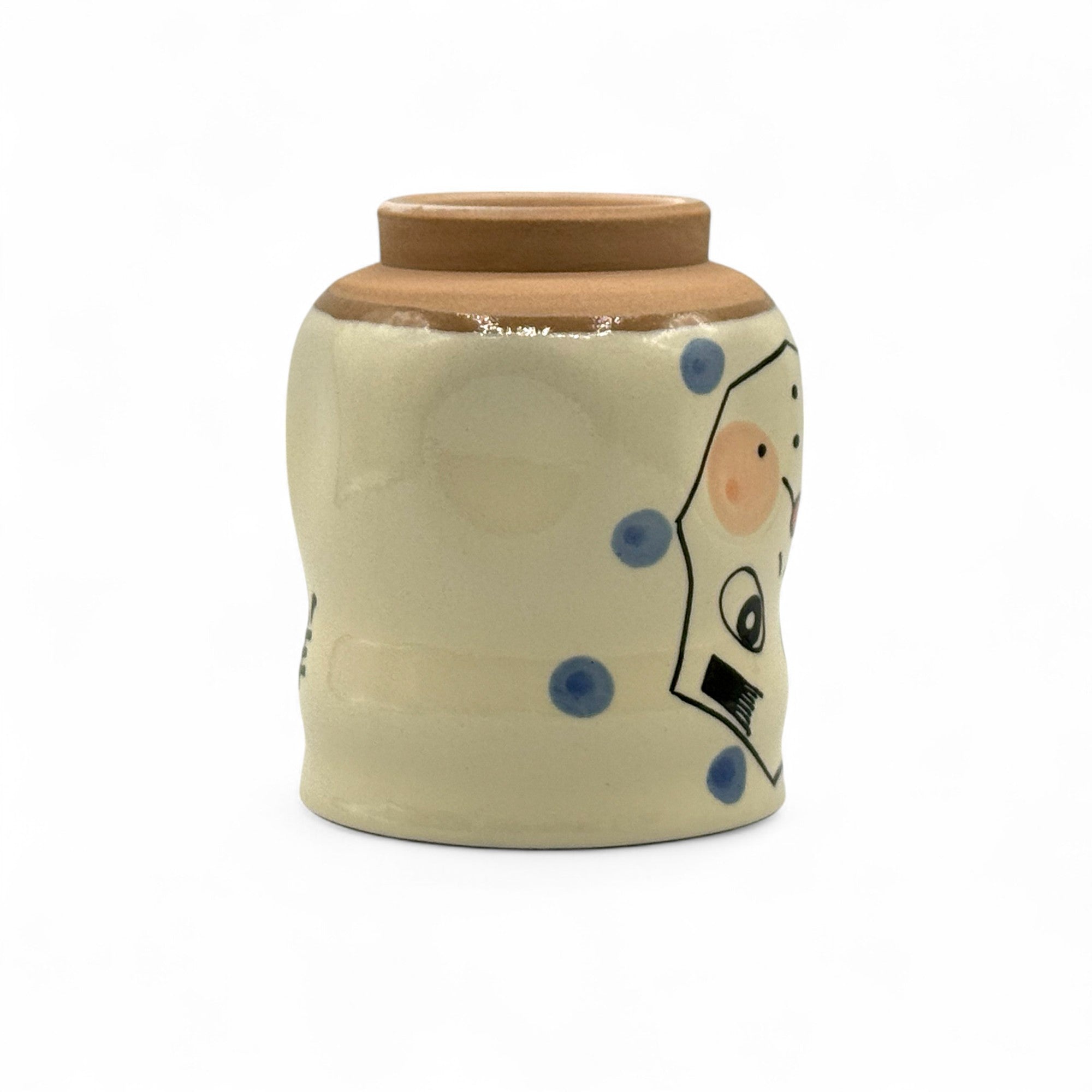 Inoue Hyottoko Beige White Mino-yaki Yunomi - Japanese Teacup