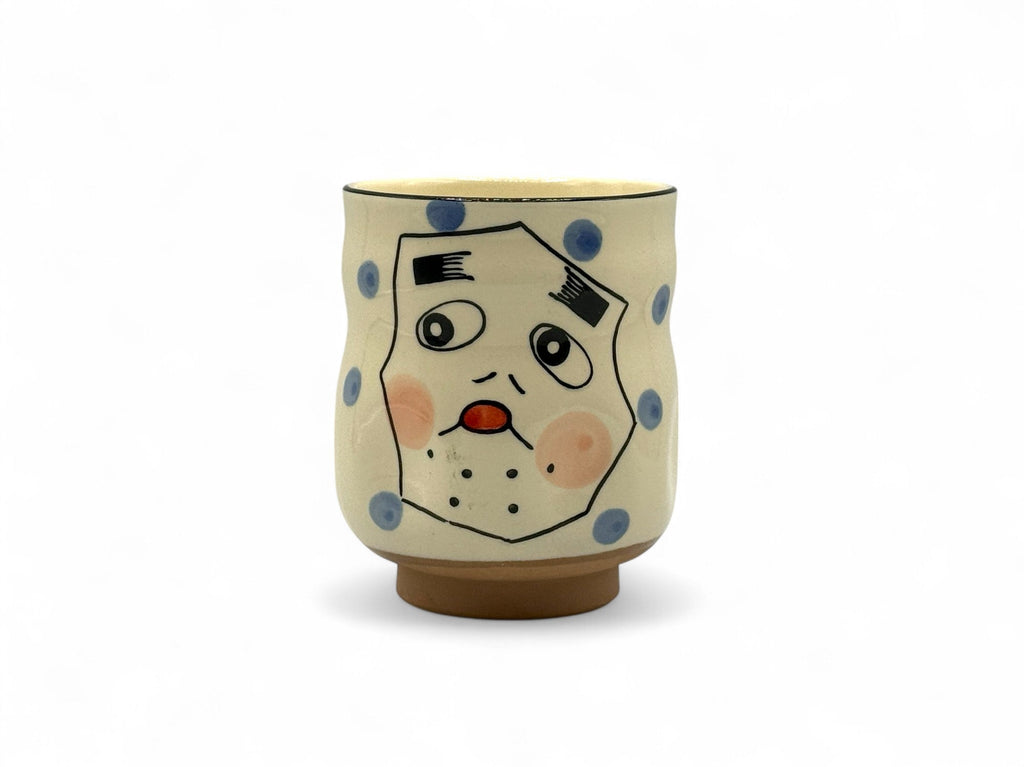 Inoue Hyottoko Beige White Mino-yaki Yunomi - Japanese Teacup