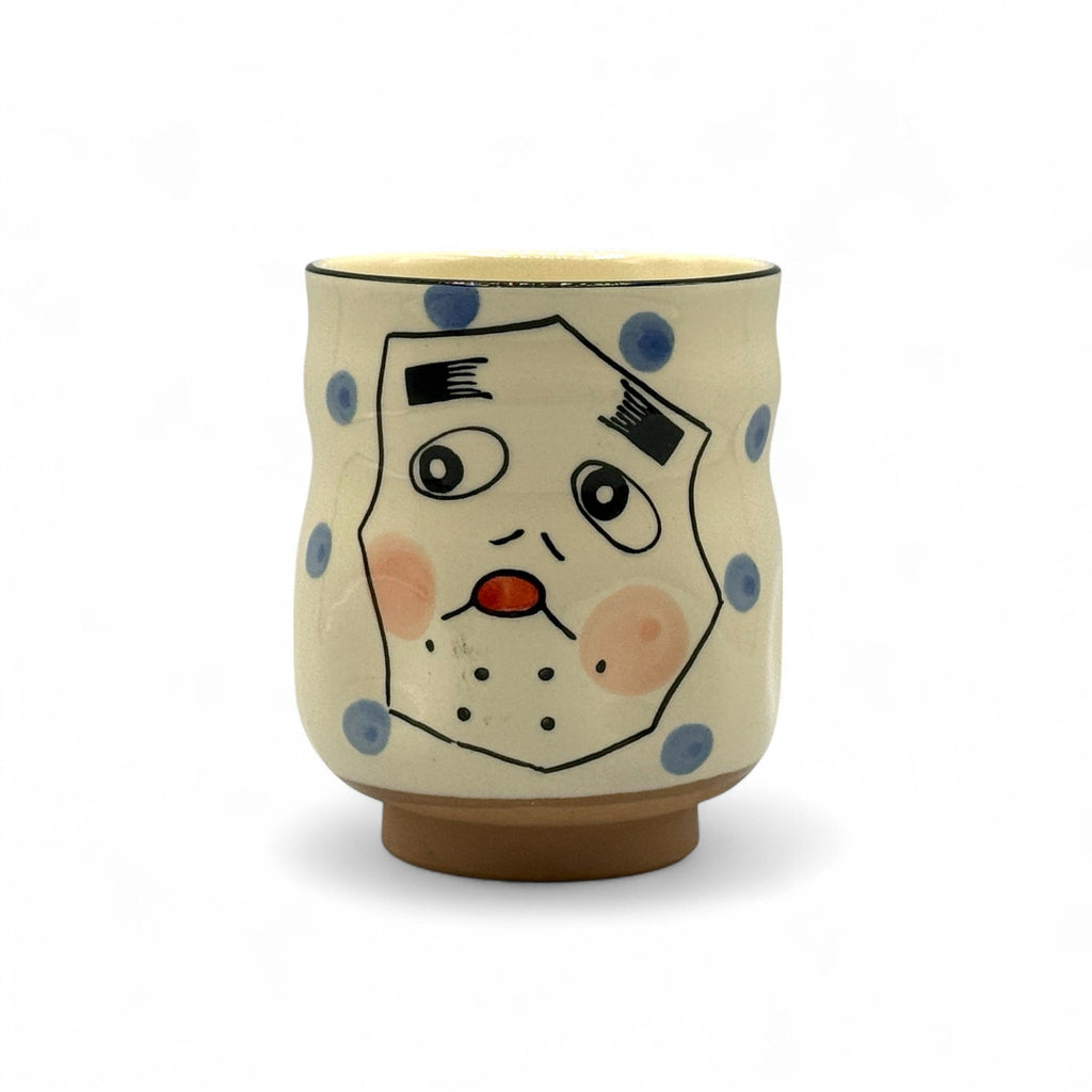 Inoue Hyottoko Beige White Mino-yaki Yunomi - Japanese Teacup