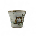 Inoue Fukufukuro Owl Gray Mino-yaki Mug - Japanese Tea Mug