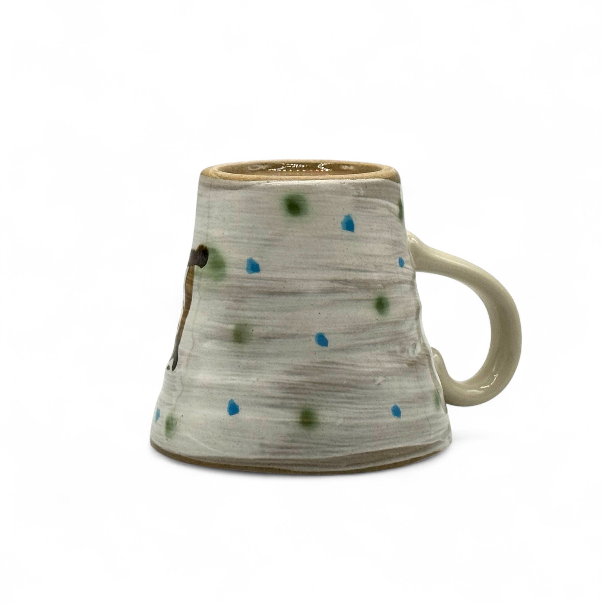 Inoue Fukufukuro Owl Gray Mino-yaki Mug - Japanese Tea Mug