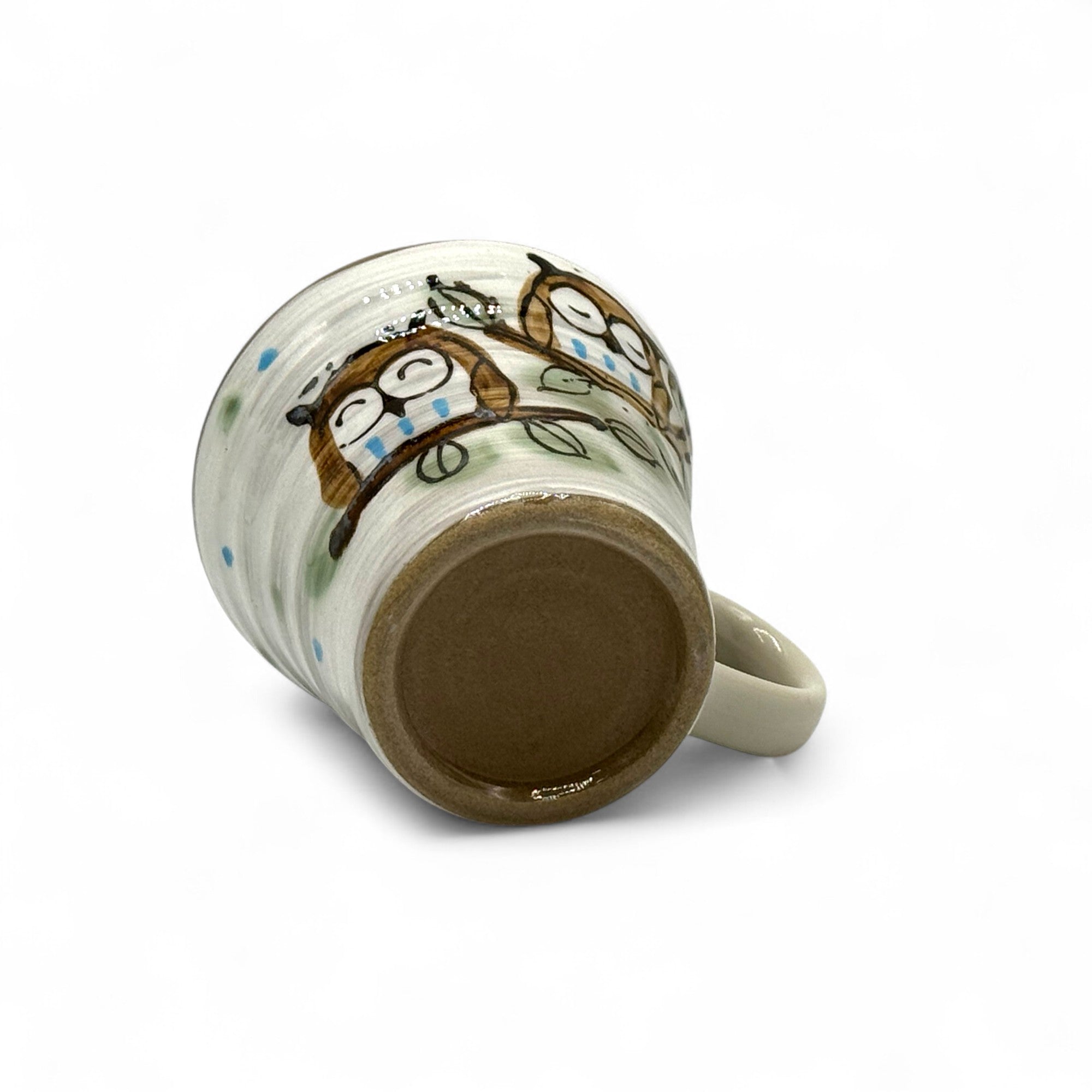Inoue Fukufukuro Owl Gray Mino-yaki Mug - Japanese Tea Mug