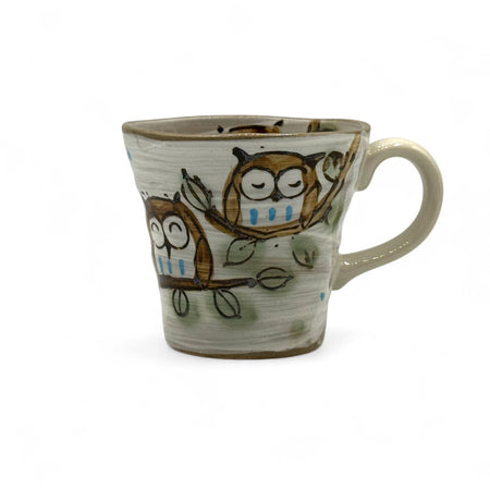Inoue Fukufukuro Owl Gray Mino-yaki Mug - Japanese Tea Mug