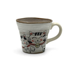 Inoue Camellia Neko Cat Gray Mino-yaki Mug - Japanese Tea Mug