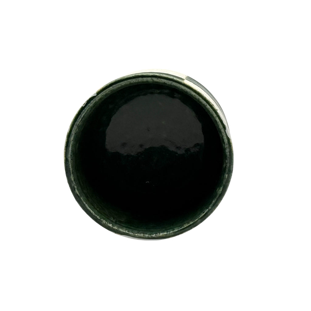 Inoue Oribe Kiritate Green Oribe-yaki Yunomi - Japanese Teacup