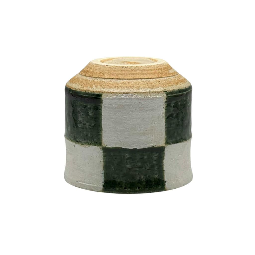 Inoue Oribe Kiritate Green Oribe-yaki Yunomi - Japanese Teacup