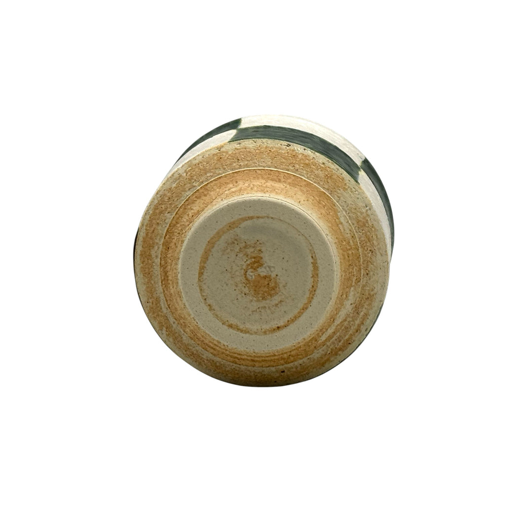 Inoue Oribe Kiritate Green Oribe-yaki Yunomi - Japanese Teacup