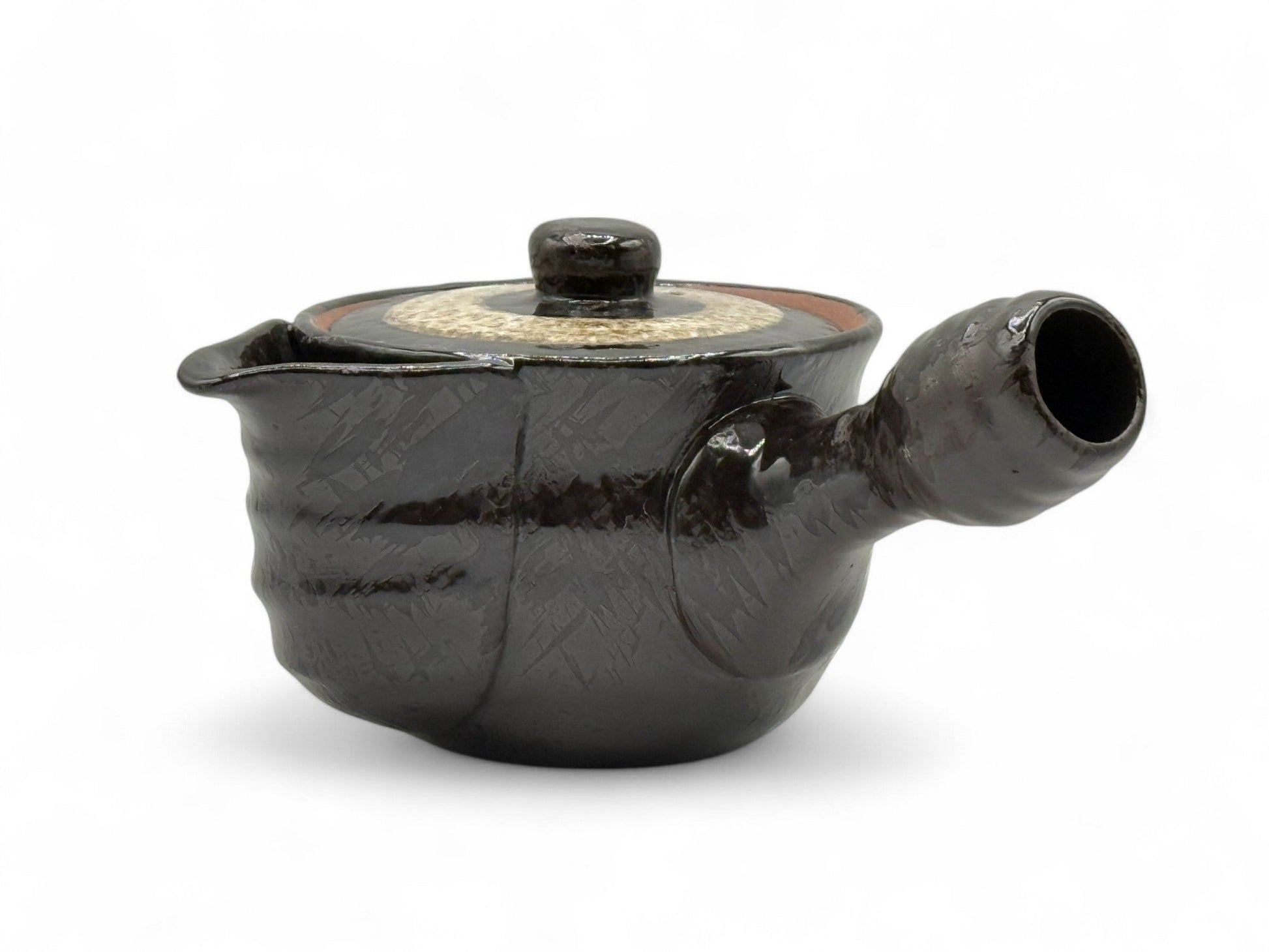 Inoue Tea Shiro Hirokuchi Brown Tokoname-yaki Kyusu - Japanese Teapot