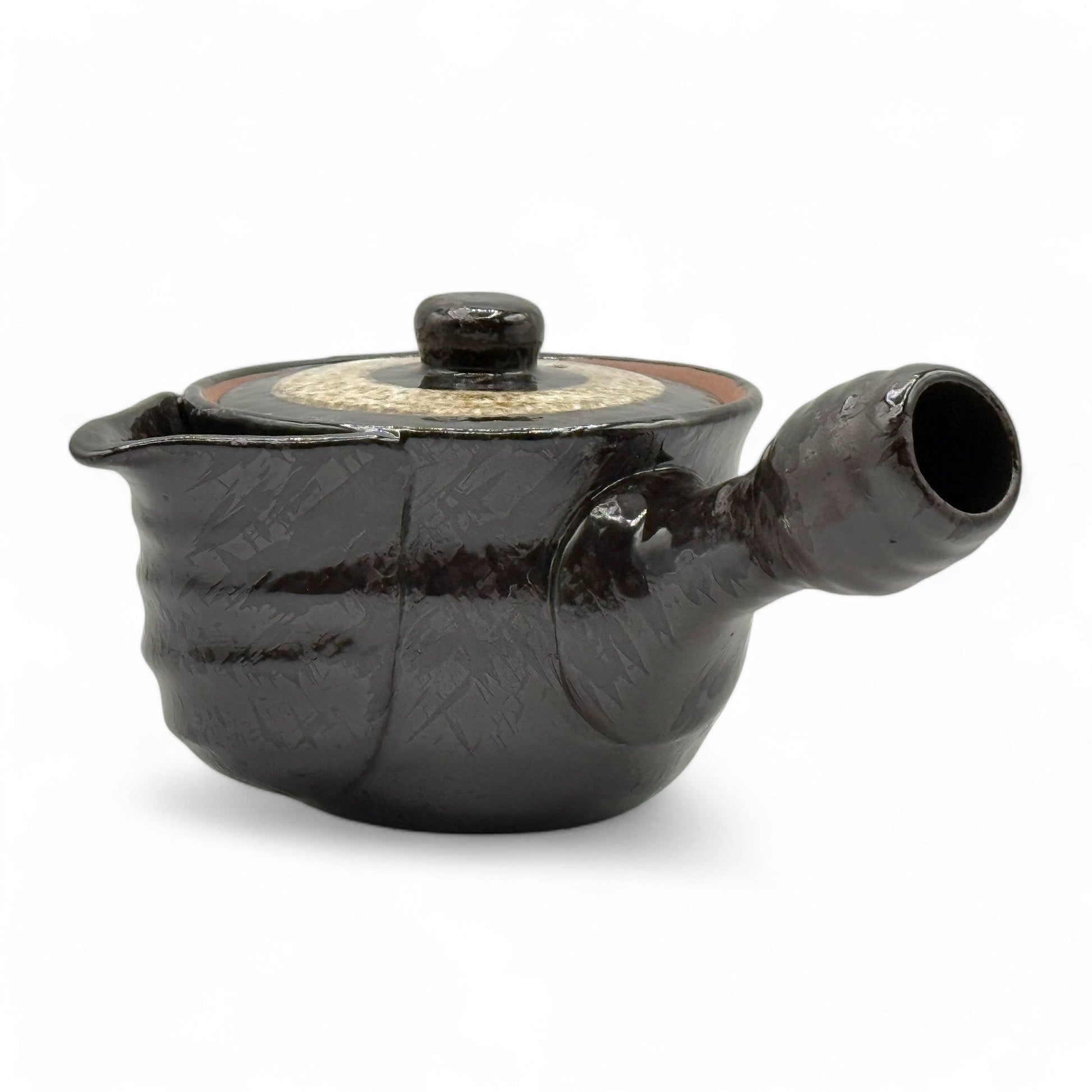 Inoue Tea Shiro Hirokuchi Brown Tokoname-yaki Kyusu - Japanese Teapot