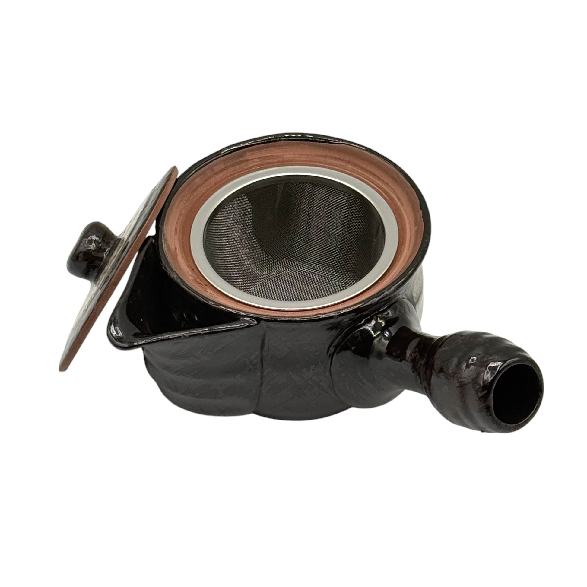 Inoue Tea Shiro Hirokuchi Brown Tokoname-yaki Kyusu - Japanese Teapot