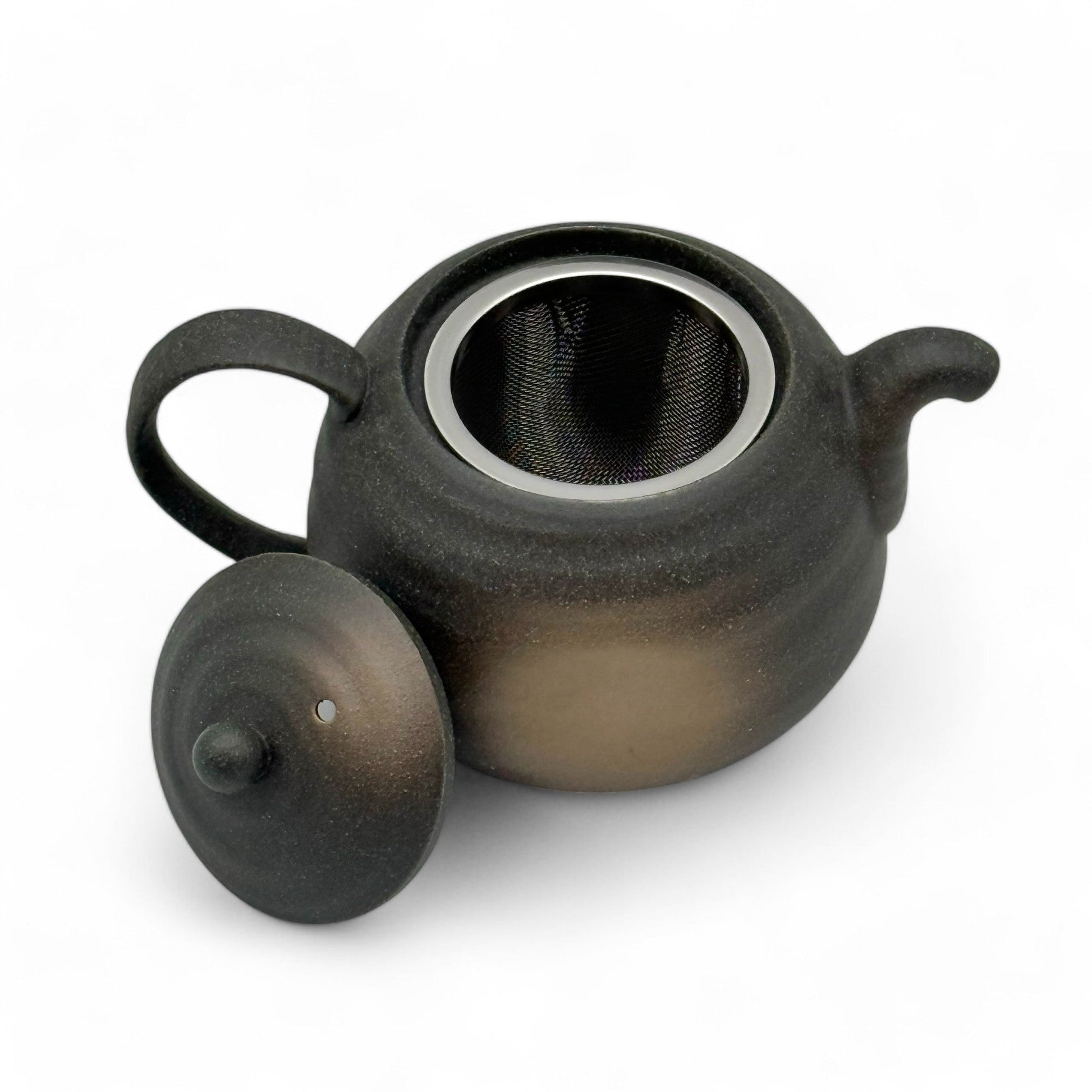 Inoue Tea Iga Fukimaru Black Bizen-yaki Kyusu - Japanese Mini Teapot