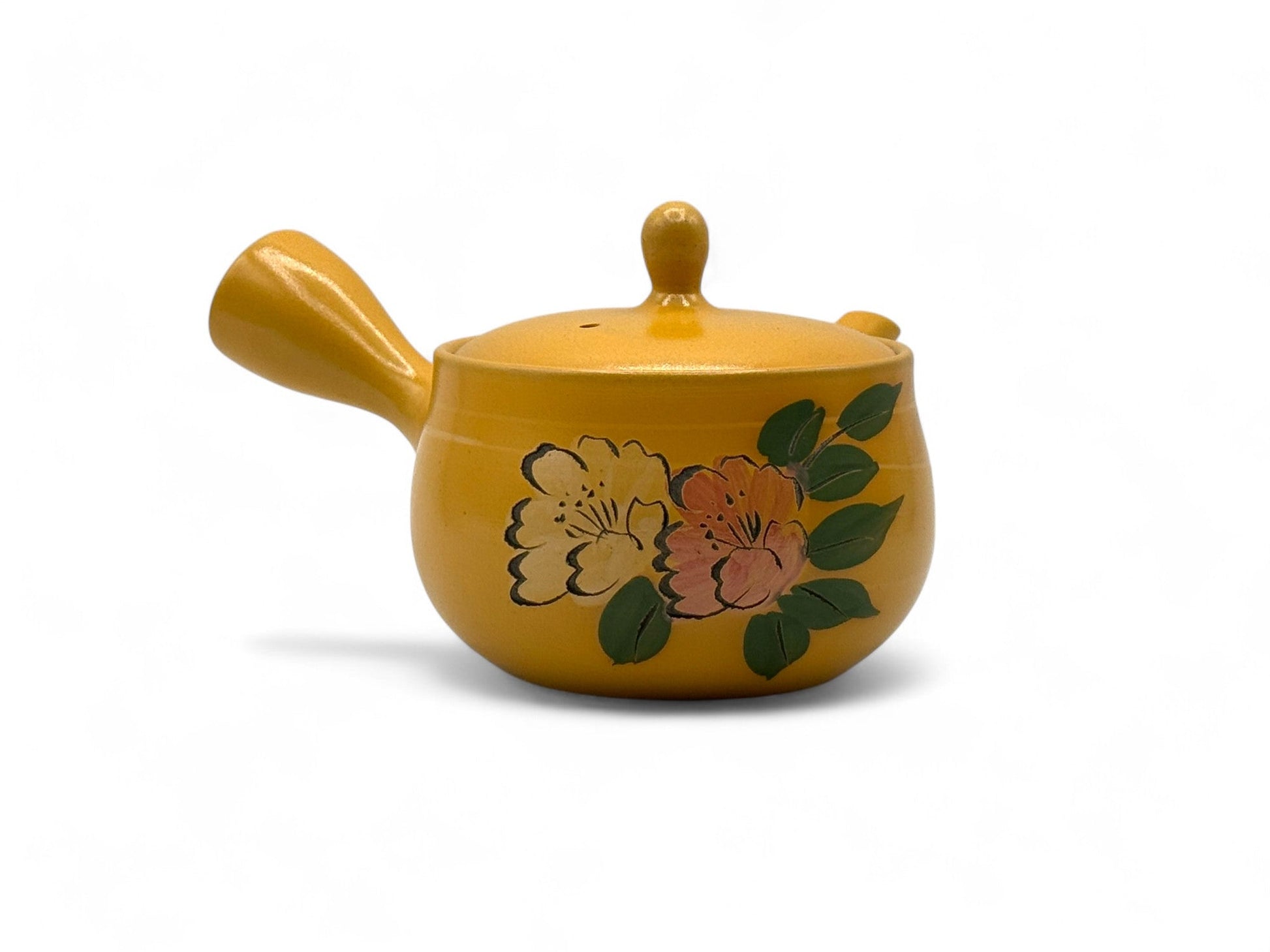 Inoue Tea Mitsubachi Hana Yellow Tokoname-yaki Kyusu - Japanese Teapot