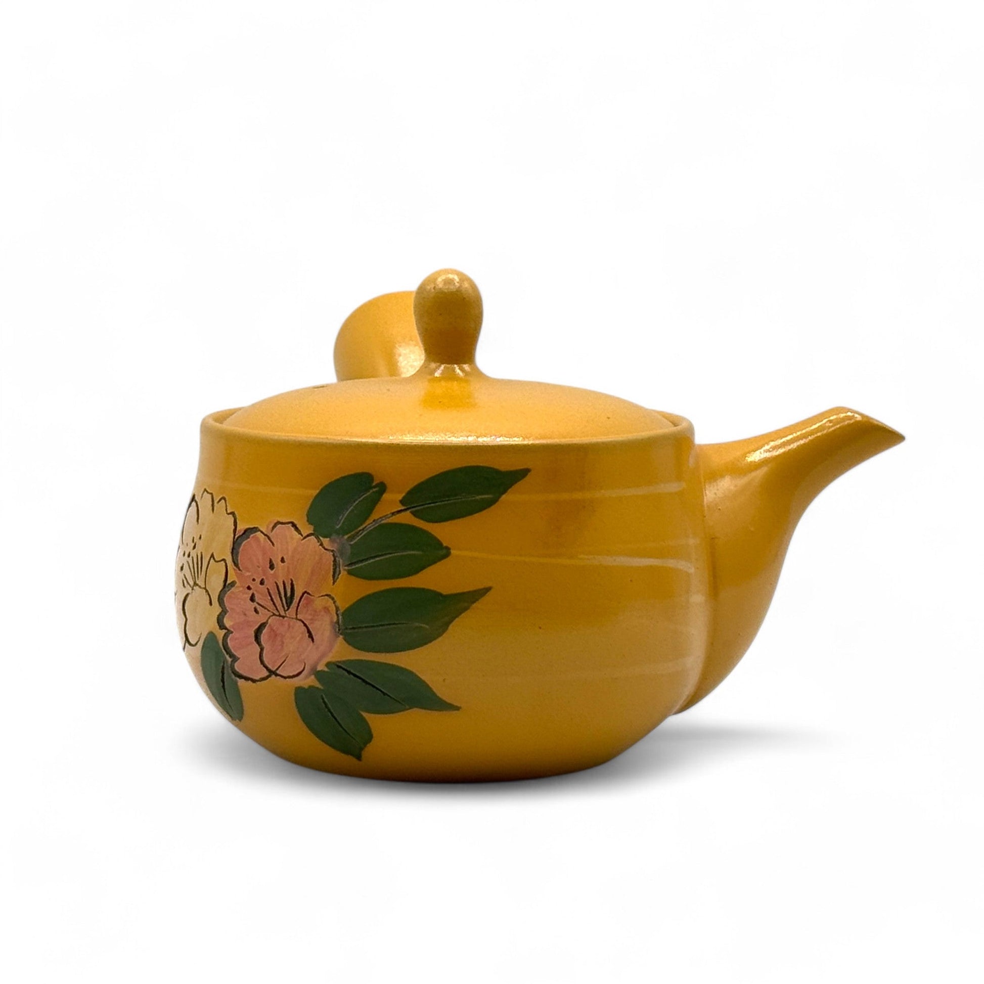 Inoue Tea Mitsubachi Hana Yellow Tokoname-yaki Kyusu - Japanese Teapot