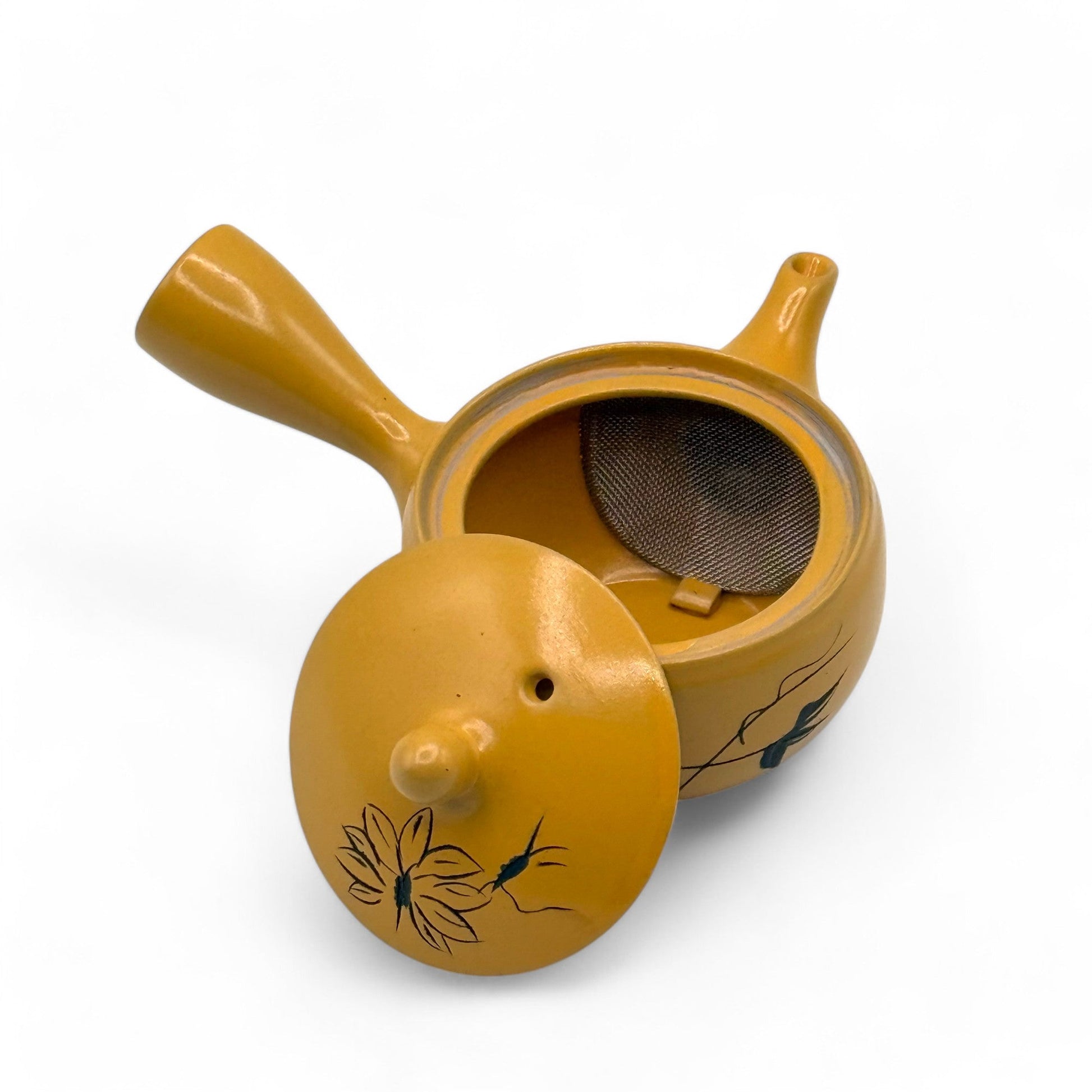 Inoue Tea Yixing Hanabori Yellow Tokoname-yaki Kyusu - Japanese Mini Teapot